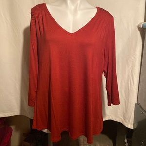 Red V-Neck Long Sleeve